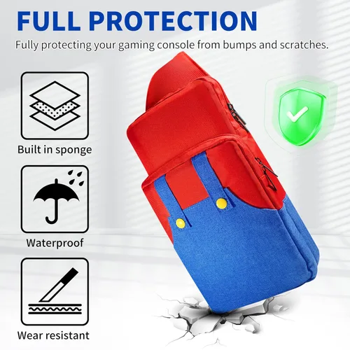 Vista 6 de THRCIFLO Portable Crossbody Travel Bag for Nintendo SwitchSwitch LiteSwitch OLED,Cute Shoulder Bag Backpack for Super Mario, Durable Carrying Sling