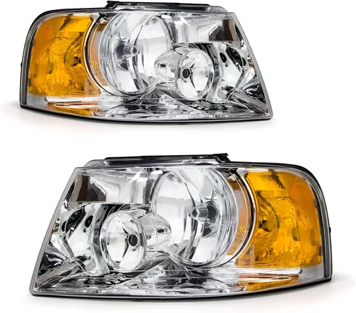 Vista 13 de Compatible con Ford 10, 11, 12, 13, 14, Mustang, carcasa negra, faros halógenos, reflector de esquina ámbar, repuesto lateral izquierdo y derecho