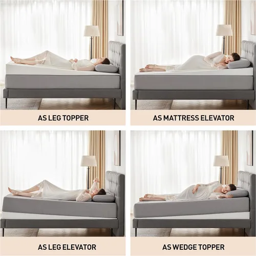 Vista 5 de Lazyzizi Cuña de Colchón Solamente, Cuña de Cama Inclinada Individual de 5 Pulgadas Cubrecolchón para Reflujo Ácido, GERD, Dolor de Cuello