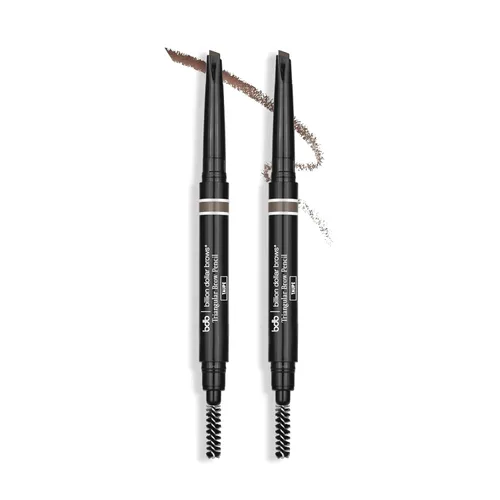 bdb Triple Threat - Lápiz universal para cejas triangular, punta de precisión, carrete y carrete, impermeable, define la forma y el relleno de las