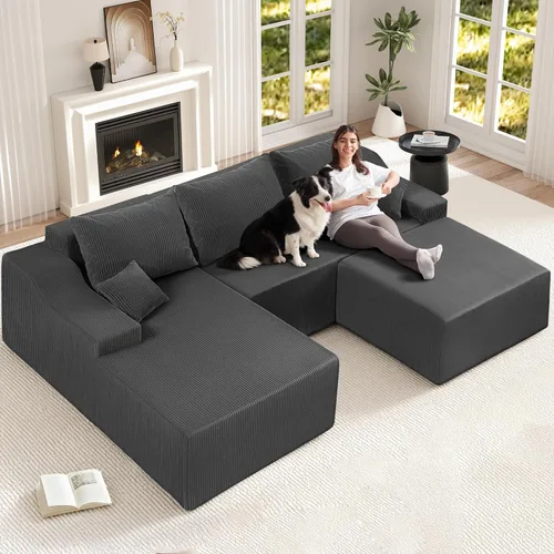 Vista 49 de Sofá modular modular de 101 pulgadas con otomana, sofás grandes y cómodos de nube, sofá modular de 4 asientos en forma de L, sofás seccionales