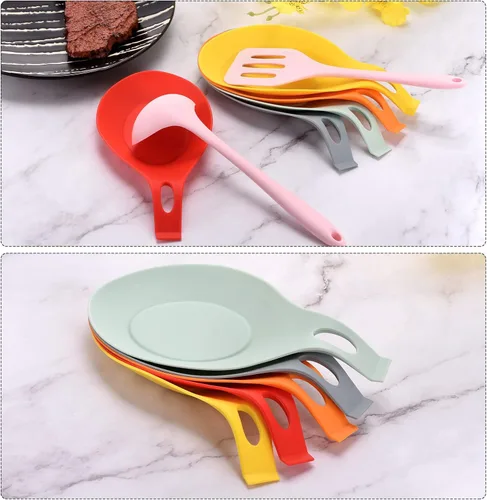 Vista 5 de uxcell Soporte de cuchara de silicona, 7.68 x 3.74 pulgadas, resistente al calor, soporte para utensilios de cocina, espátula, soporte para cucharón