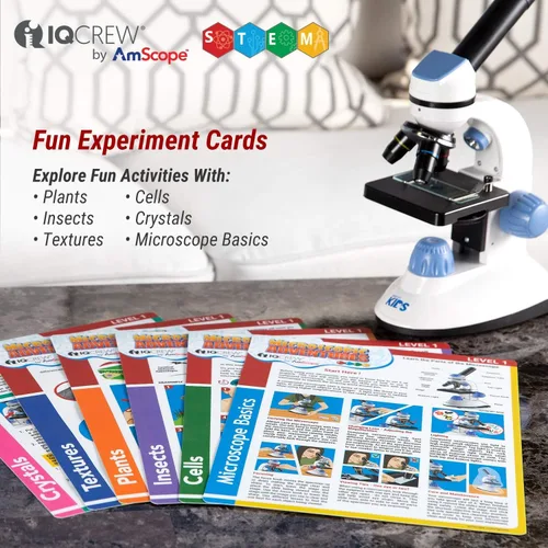 Vista 6 de IQCrew - Tarjetas de experimento y actividad de microscopio para niños y estudiantes - Aventuras microscópicas (juego de 6 tarjetas de experimento)
