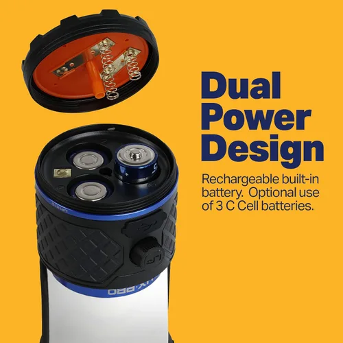 Vista 3 de LUXPRO Linterna LED recargable de doble potencia de 940 lúmenes con lente difusa para hasta 155 horas de uso - Linterna de camping con banco