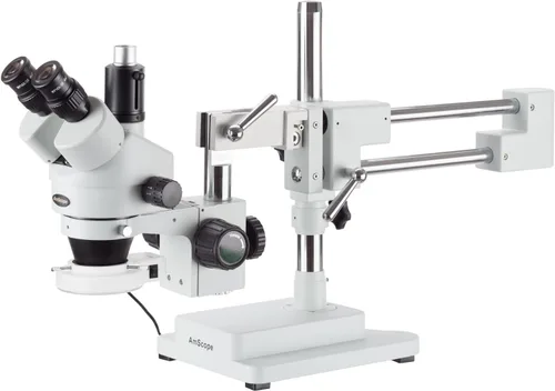 AmScope SM-4TZ-56S Microscopio profesional trinocular con zoom estéreo, oculares WH10x, aumento de 3.5X-90X, objetivo con zoom 0.7X-4.5X, anillo de