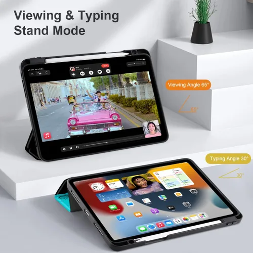 Vista 7 de TWOLSKOO Funda para iPad Pro de 11 pulgadas de 4ª generación 2022, [Soporte para lápiz integrado] Soporte triple y encendido automático/apagado