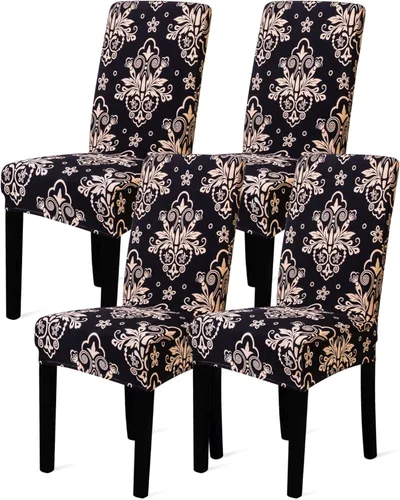 Vista 65 de Sufdari Juego de 2 fundas para sillas de comedor, fundas para sillas de cocina, fundas para sillas Parsons, protectores de sillas de elastano
