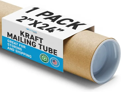 MagicWater Supply Tubo de correo – 2 pulgadas x 24 pulgadas – Kraft – 1 paquete – para envío y almacenamiento de carteles, artes, manualidades y