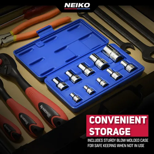 Vista 5 de Neiko 02473A - Juego de llaves externas Torx Plus, 10 piezas EP6 de 1/4 de pulgada - EP8, EP10 de 3/8 pulgadas - EP16, unidad cuadrada de 1/2
