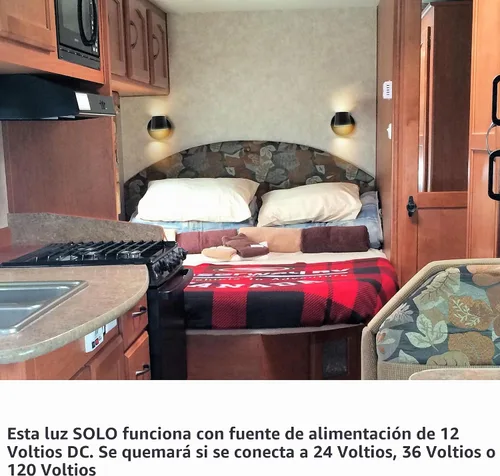 Vista 7 de Luz de Lectura de Cama LED para RV con Interruptor - Paquete de 2, Aplique de Pared para Tocador de 12V para RV con Rotación de 350°, Acabado