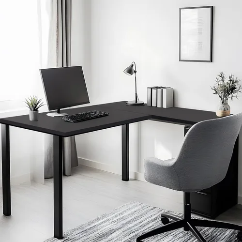 Vista 7 de Kaboon 36x20 pulgadas Mesa Negra Universal, Escritorio Sólido de Una Pieza, Encimera Reversible de Melamina, Dobles Escritorios, L-Escritorio DIY