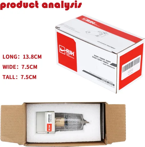 Vista 6 de RIH Secador de aire NPT de 1/4 "para compresor, separador de agua del compresor de aire, filtro del compresor de aire, drenaje manual AF2000-02