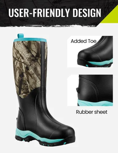 Vista 5 de TIDEWE Botas de caza para mujer, aisladas, impermeables, duraderas, de 15 pulgadas, botas de caza para mujer, neopreno de 0.236 in y goma