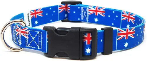 Collar para perro de Australia, bandera de Australia, hebilla de liberación rápida, fabricado en Nueva Jersey, Estados Unidos, para perros medianos