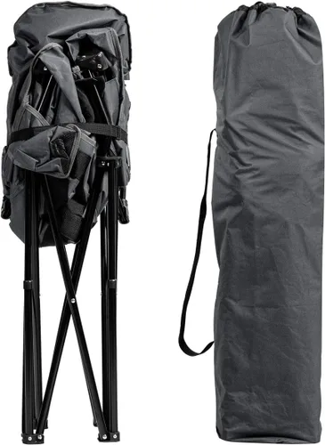 Vista 8 de S AFSTAR Silla de campamento de gran tamaño, silla acolchada con forma de luna redonda con soporte para tazas y bolsa de transporte, silla de ocio