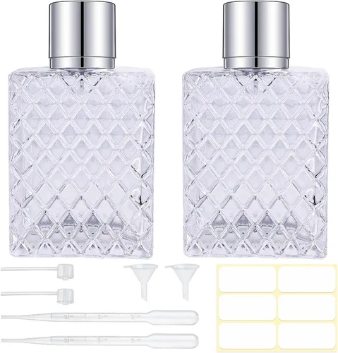 Botellas de cristal del atomizador del perfume de 3.4 fl oz/3.4oz, 2pcs botella de perfume vacía recargable atomizador, atomizador portátil del