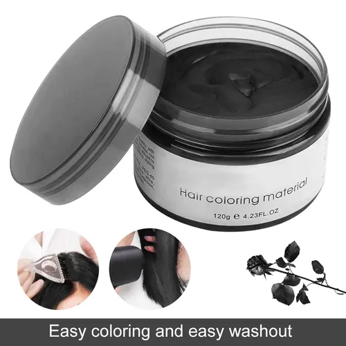 Vista 2 de Spray de color negro temporal para el cabello, 4.23 onzas, cera de color natural para el cabello, aerosol de color de cera lavable para el cabello