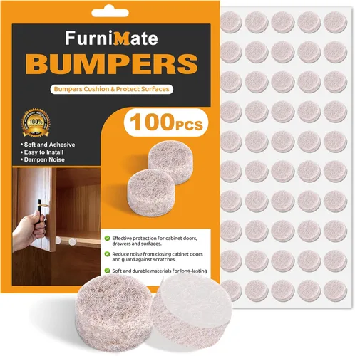 Parachoques de fieltro para puerta de gabinete, almohadillas de fieltro pequeñas para puertas de gabinete, 3/8 pulgadas de diámetro, 100 unidades,