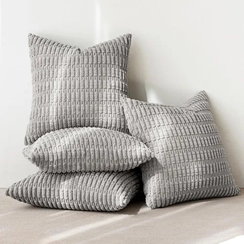 Vista 36 de MIULEE - Paquete de 4 fundas de cojín decorativas de pana, estilo rústico y bohemio, para sofá, sala de estar, sillón y cama, con patrón a rayas