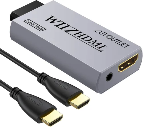 AUTOUTLET Wii to Hdmi Converter Output Video Audio Adapter, with 1M HDMI Cable Wii2HDMI 3.5mm Audio Video Output Supports 7201080P All Wii Display