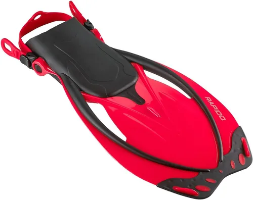 Vista 3 de Phantom Aquatics Rapido Boutique Collection - Aleta de natación ajustable con tacón abierto (rojo, S/M, EE. UU.: 6-9 / EU: 38-42)