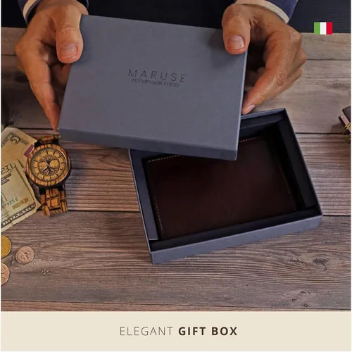 Vista 5 de Maruse Funda de pasaporte de piel italiana para hombre y mujer, hecha a mano en Italia