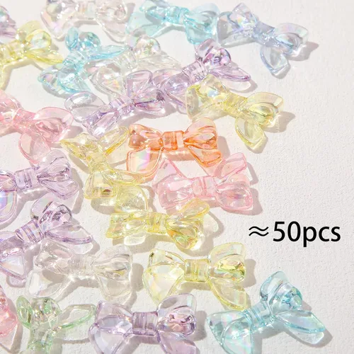 Vista 2 de 50 cuentas de acrílico multicolor transparente de acrílico Ab Color cuentas acrílicas (arco transparente AB)