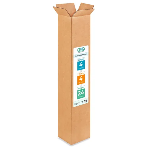 Vista 105 de IDL Packaging Paquete de 5 cajas de envío altas de 8 x 8 x 48 pulgadas, extra resistentes de 200 libras frente a caja regular, cajas de mudanza