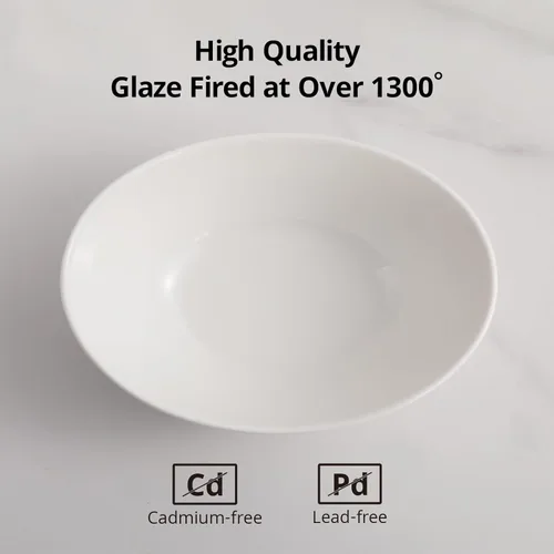 Vista 4 de Lifver conjunto de recipientes de porcelana para sopa/ensalada, en blanco natural, Set de 8