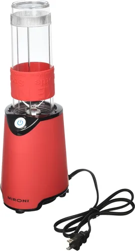 Vista 2 de Mironi minilicuadora personal para hacer licuados y smoothies con taza trituradora, 2 botellas licuadoras y libro de recetas (versión inglés), Rojo