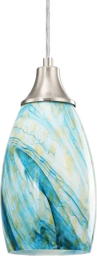 Vista 24 de karyfine Mini luces colgantes de cristal artístico para isla de cocina, pantalla colgante de vidrio de mármol con acabado de níquel cepillado, luces