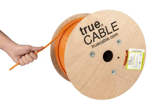 Vista 8 de TRUE CABLE Cable Ethernet a granel de elevación blindada Cat6A, 1000 pies, rojo, cobre sólido desnudo 23 AWG, 750 MHz, F/UTP, PoE++ 100 W