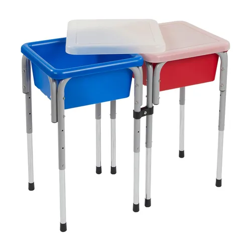ECR4Kids Mesas modulares de juego con arena y agua con tapas, varios colores, Azul, 1