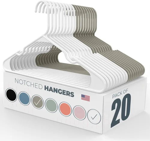 Vista 25 de Neaties Perchas de plástico paquete de 50 (60 unidades) – Fabricado en los Estados Unidos – Perchas de ropa estándar de capacidad de 6 libras