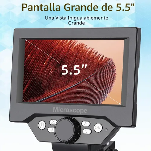 Vista 2 de Koolertron 5.5" LCD Microscopio Digital 8MP 1-1000X Ampliación