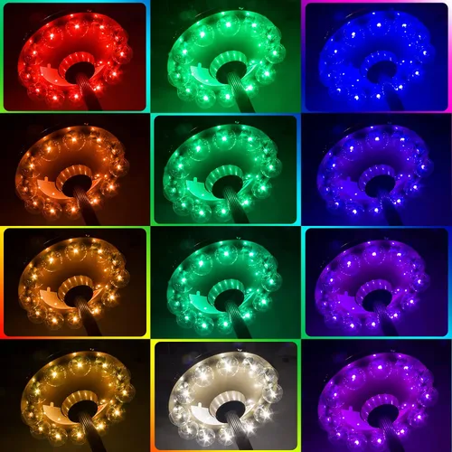 Vista 7 de LUXSWAY Luces de paraguas que funcionan con pilas, 12 colores que cambian de color, luz de sombrilla para patio al aire libre para poste con control