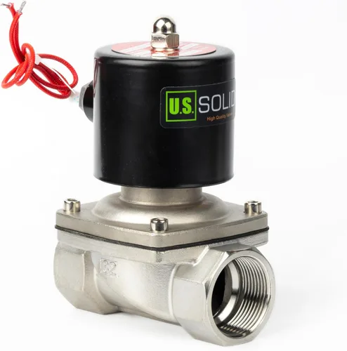 Vista 23 de U.S. Solid 1" válvula electromagnética eléctrica de latón 110V CA normalmente cerrada aire no potable aceite de agua diesel