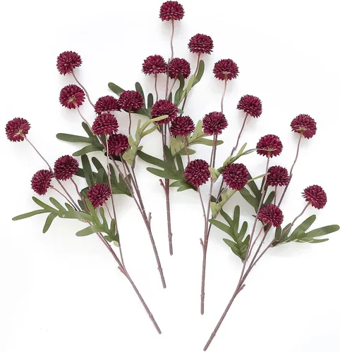 Vista 18 de Floroom 5 piezas Crisantemos de Seda Sintética Durazno Albaricoque Flores Artificiales, Pequeños Mini Crisantemos Falsos a Granel con Tallos