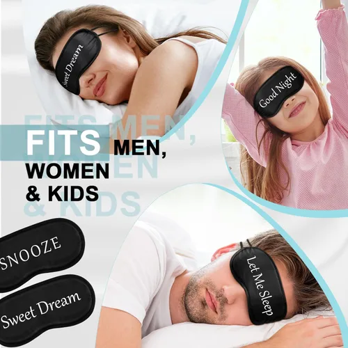 Vista 4 de Ramede 60 máscaras divertidas para dormir a granel con correa ajustable, máscara opaca de seda para dormir, suave para los ojos vendados, máscara