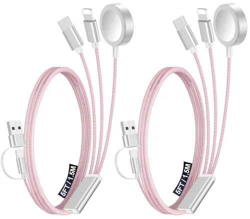Vista 34 de Paquete de 1 cable de carga múltiple para artículos esenciales de viaje, cargador de Apple Watch, cargador de iPhone, [3 en 2] cable tipo