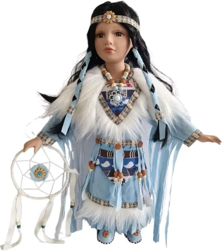 Vista 5 de KINNEX COLLECTIONS SINCE 1997 Muñeca de porcelana india nativa americana coleccionable de 16" (Alameda) D16670