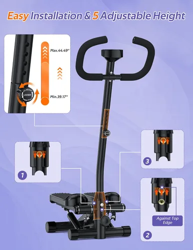 Vista 6 de Amicus Mini stepper para ejercicio, escalones hidráulicos de altura ajustable con banda de resistencia para el hogar, capacidad de peso de 330 libras