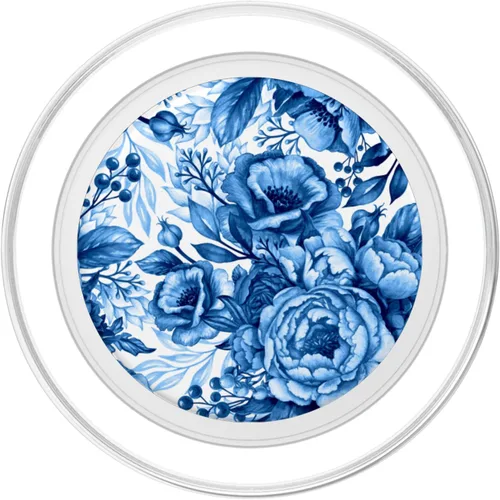 Vista 2 de Bonito patrón floral francés azul y blanco tan bonito PopSockets MagSafe PopGrip para iPhone
