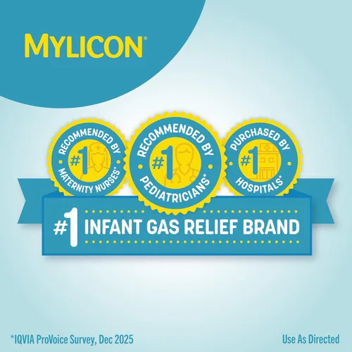 Vista 2 de Gotas para Alivio de Gas Mylicon para Bebés y Lactantes, Fórmula Original, 14.8 mililitros
