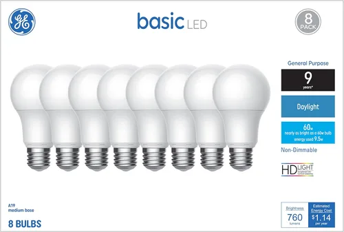 Vista 9 de GE Bombillas LED básicas, 60 vatios, luz diurna, A19 (paquete de 4)