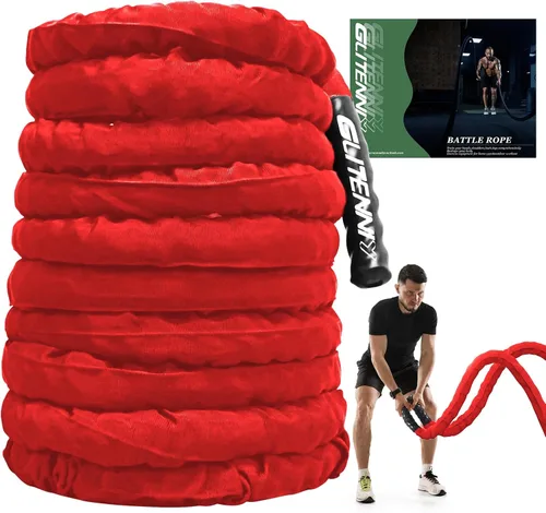 Vista 7 de Cuerda de batalla rosa de 1 pulgada, 30 pies, cuerda de batalla para gimnasio en casa, ejercicio para entrenamiento de ejercicio, entrenamiento