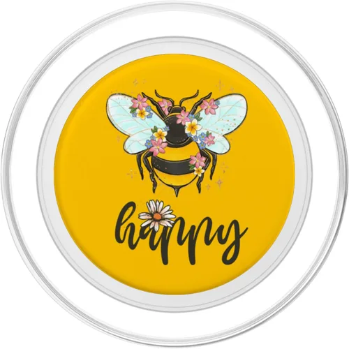 Vista 2 de Cool Bee Happy Shirt Flower Funny Bumble Bee PopSockets MagSafe PopGrip para iPhone