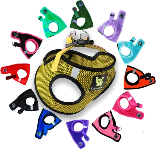 Vista 24 de EcoBark - Arnés para perro con entrada, arnés de malla lujoso y reflectante para perros XXS, XS, pequeños y medianos - Chaleco ajustable