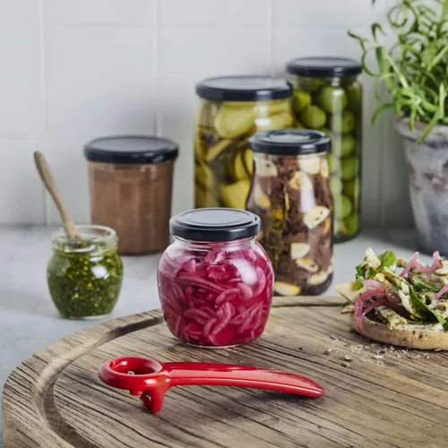 Vista 4 de Brix JarKey - Abridor de llaves original para frascos, paquete de 2, color rojo