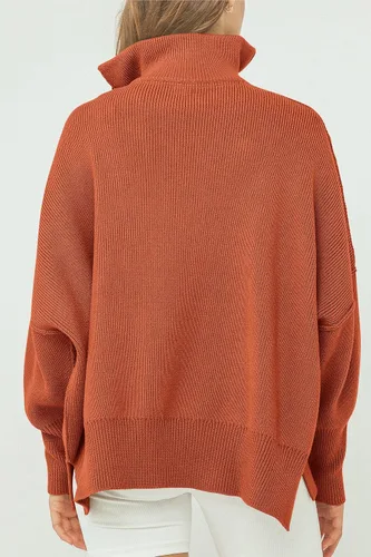 Vista 5 de PRETTYGARDEN Suéter de otoño de gran tamaño para mujer, casual, manga larga, con cremallera, cuello